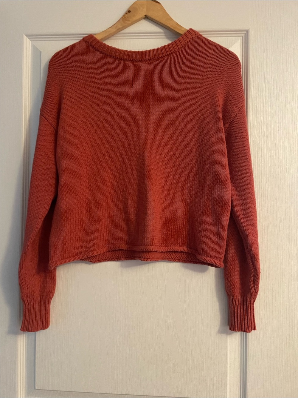 zeagoo Rust Orange Cropped Crewneck Sweater